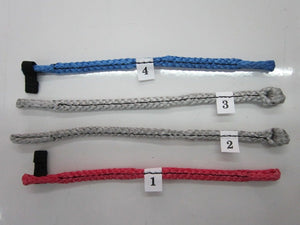 Spare PIGTAILS as used on 4 line water-kites (2 front grey, 1 red, 1 blue)